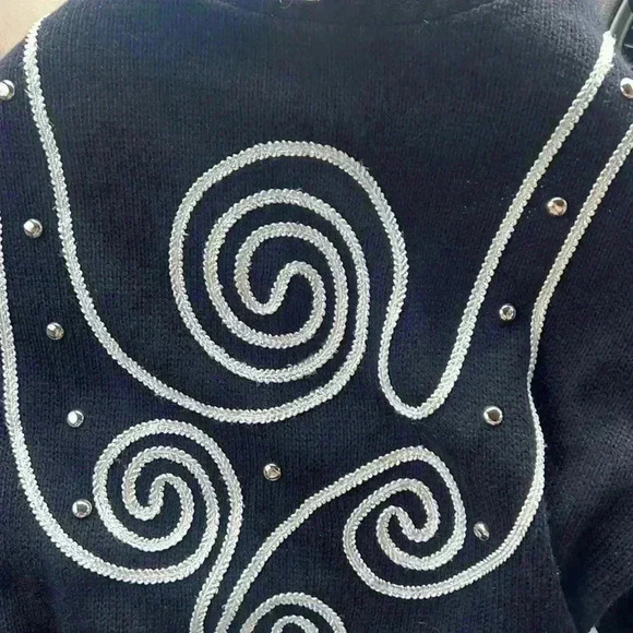 M.E.2 Black Embellished Sweater | Size Small/Medium - Picture 6 of 11